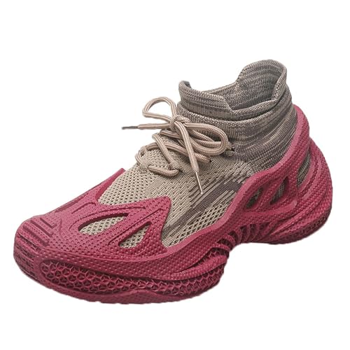 Baskets pour femmes plateforme rouge légères chaussures de sport de tous les jours