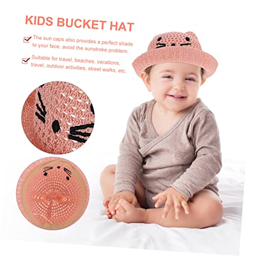 Fashionable Boys and Girls Sun Hat Lightweight Beach Bucket Hat for Boys Girls Breathable Cotton Polyester Uv Protection Pink3