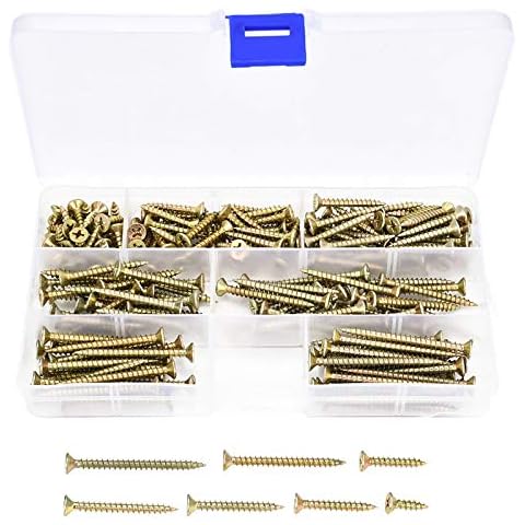 200 Kits de Vis autoperceuse M4 à gros filet, Vis à bois Vis pour cloison sèche, 4 mm x , tête en croix, acier galvanisé Cover