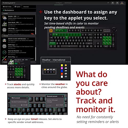 Das Keyboard 5QS Smart RGB Programmable Mechanical Keyboard for Work & Gaming, Soft Tactile Mechanical Switches, Built-in RGB Profiles, Palm Rest, Volume Knob, Aluminum Top (104 Keys, Black) - Image 6