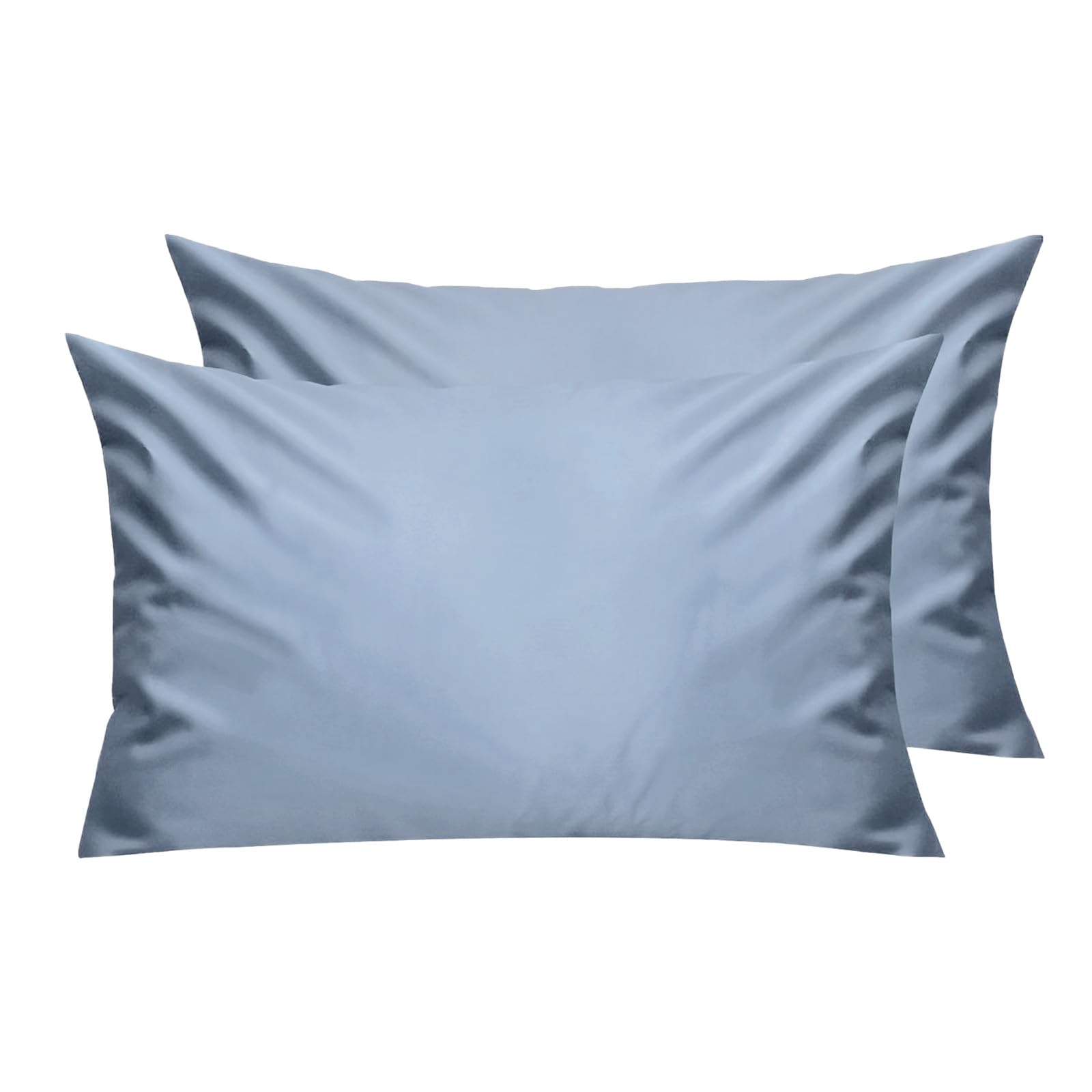 Lirex Pillow Cases Set of 2, 300 Thread Count 100% Cotton Pillow Covers, Breathable and Soft, 50 x 75 cm, Light Gray Blue