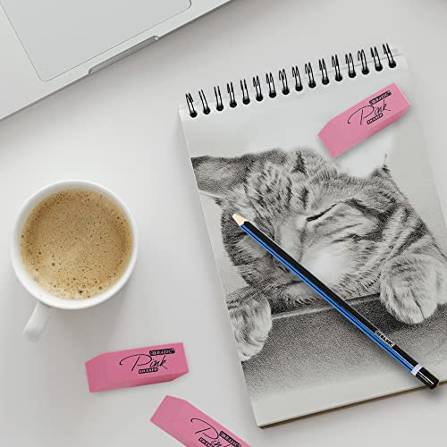 Bazic Pink Eraser, Latex Free Bevel Erasers, Large Size Block Erasers For Art Drawing School Office Kids Teachers (4/Pack), 1-Pack #TOP3