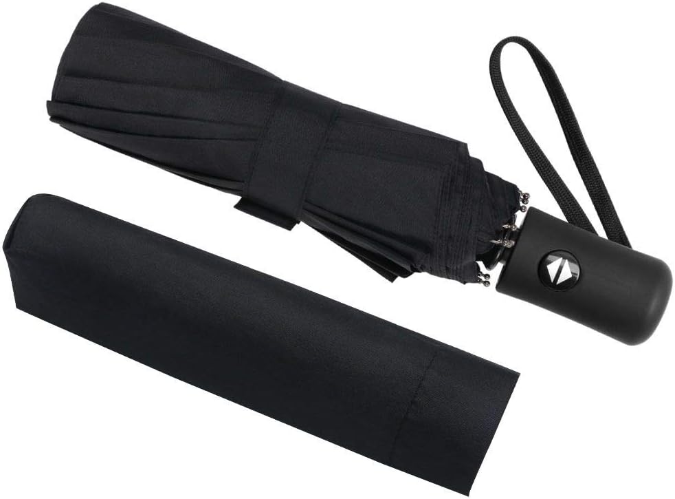 Vicloon Paraguas Plegable Automático + Abrir y Cerrar Automático & Bolsa de Cuero - 8 Varillas,Secado Rápido 210T Tela y Mango Antideslizante – Resistente al Viento Paraguas para Adultos,Niños