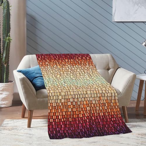 Couverture douce mosaïque colorée dégradée, le cadeau idéal pour le salon - 5