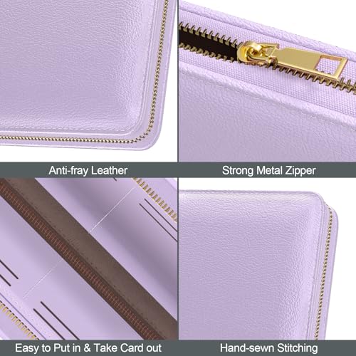 Image of Nipichsha Womens Wallet, RFID Wristlet Wallet for Women, Cute Ladies Purse, Large Credit Card Clutch Purse, Leather Card Holder Wallets with Zipper & Phone Holder, Purple