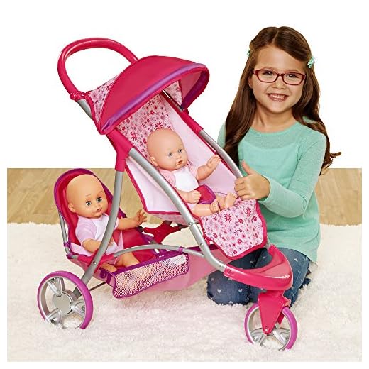 Chicco 63956 Double Jogger Stroller for Baby Dolls, Small, Pink