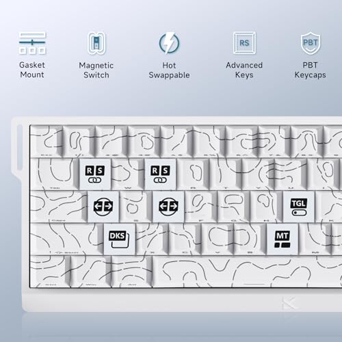 Image of MCHOSE ACE 68 60% Mechanical Gaming Keyboard Wired Rapid Trigger Hall Effect Keyboard Magnetic Switch Adjustable Actuation 8000Hz Polling Rate Custom RGB MAC Laptop(White Topographic TTC Dragon Lord)