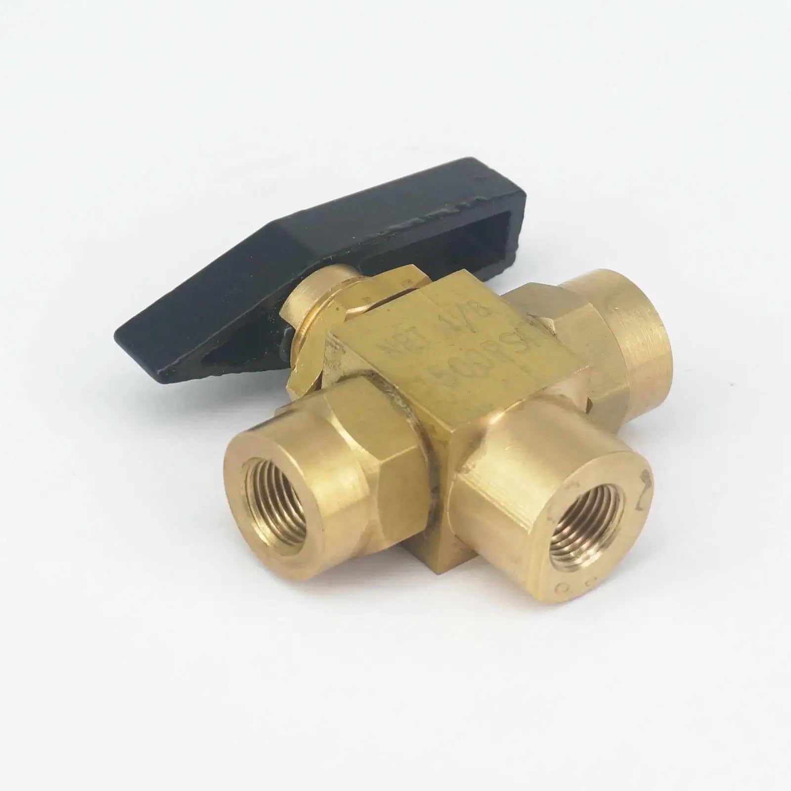 Valvola a Sfera in Ottone con Porta L da 1/8" NPT Femmina. Impianto Idraulico da 1500 PSI