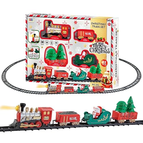 Acunny Juego de pista maqueta | con iluminación y sonido juguete de construcción - Árbol de Navidad ferrocarril - Para cumpleaños de niño niña decoración del hogar
