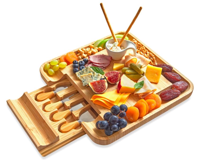 Planche à charcuterie/planche à fromage avec tiroir et ustensiles