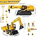 Kids Construction Toys for Boys - 3 in 1 Excavator, Crane and Dump Trucks with Road Signs for Toddlers Ages 3-5, Friction Power Construction Vehicles Model Car, Transport Truck Playset Birthday Gifts