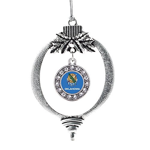 Inspired Silver - Oklahoma Flag - Silver Christmas Ornament - Circle Charm Ch...