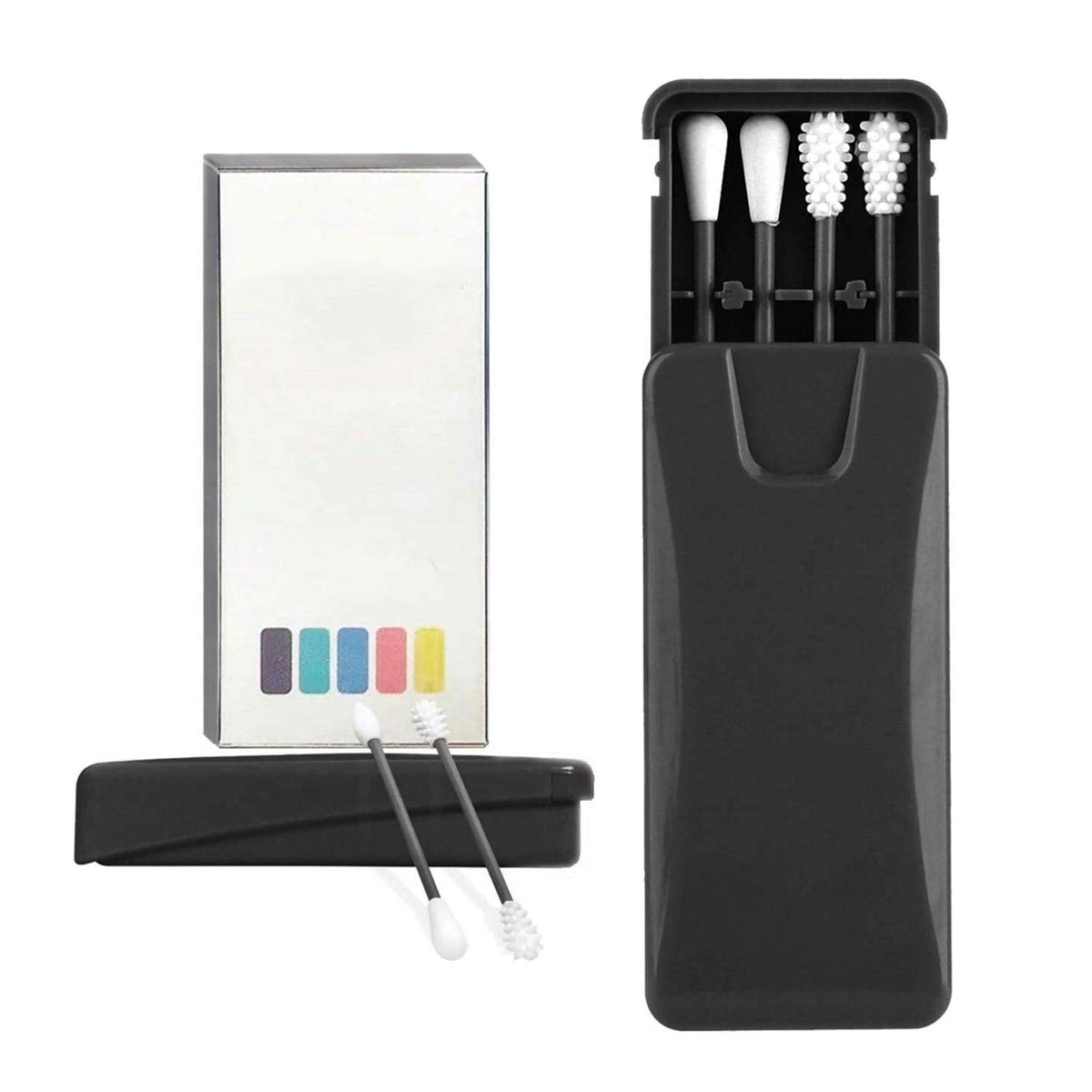 MAKINGTEC Reusable Cotton Swab, Portable Silicone Cotton Swab Safety Washable Silicone Swabs Cotton Buds for Ear Cleaning, Makeup, Beauty Treatment with Dust-proof Cases