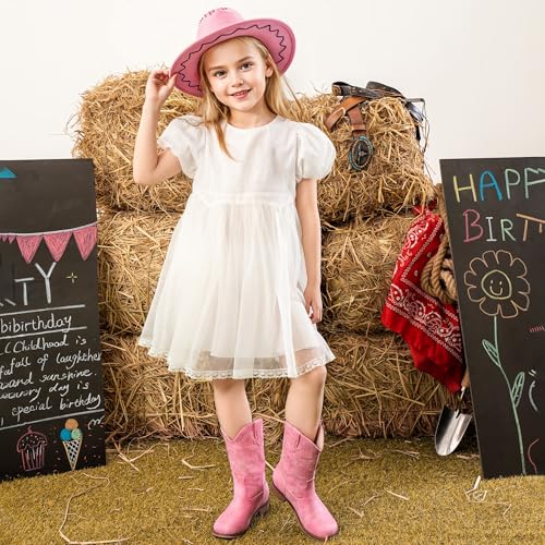 Image of Motasha Girls Cowgirl Boots Unisex-Child Mid Calf Glitter Toddler Cowboy Boot Little Big Kids Western Riding Shoes