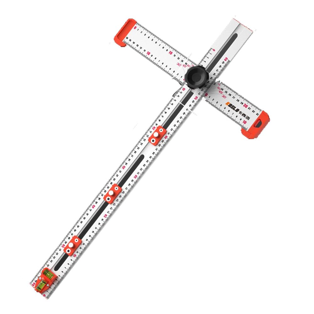 Twotrees Règle de Positionnement de Foret 4 en 1 - Règle Carrée en T 60 cm, Angle Réglable, Haute Précision pour Perçage et Mesure