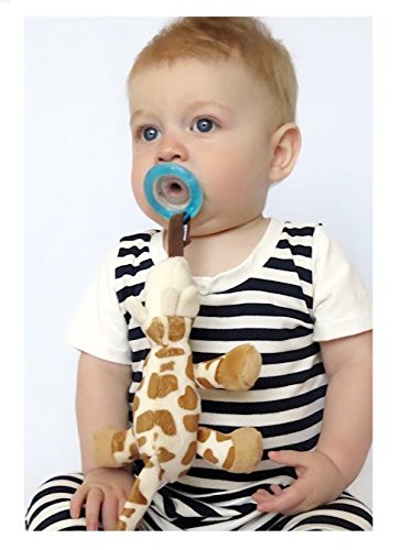 Nuby Natural Flex Cherry Pacifier with Snoozie Combo Set, Giraffe, 0-6 Months