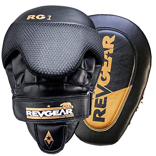 Revgear Boxing Pads Gel Focus - Boxing Mitts, Boxing Training Pads, Adjustable Hook and Loop Closure, Durable Synthetic Leather, Anti Shock Gel - Pair