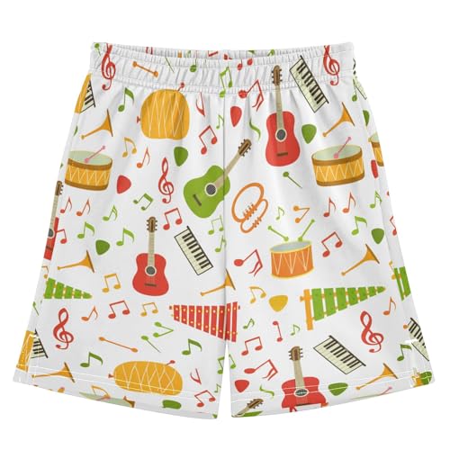 CHIFIGNO Music Notes Thick Pull-On Kids Shorts, Above-The-Knee Children Boys Outdoor Shorts XS