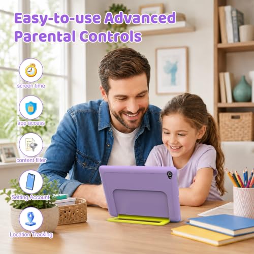 Image of Kids Tablet, Android 16 Tablet for Kids 10.1 inch with Google Play and Case, 24GB RAM 64GB ROM | 1TB Expandable, 6000mAh Battery Parental Control, Dual Camera WiFi 6, for Kids Study Gaming (Purple)