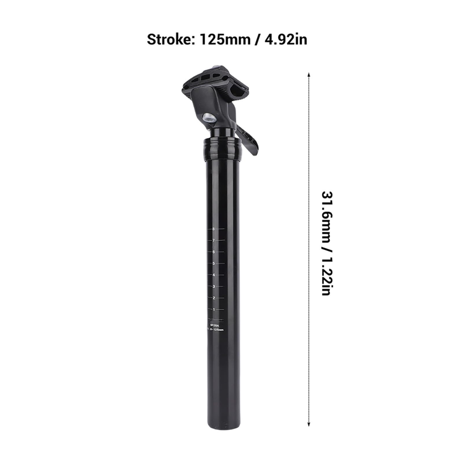 Ausla Reggisella con Sospensione per Bici, in Lega di Alluminio, Ammortizzante, Reggisella da 31,6 Mm, 125 Mm, con Comando Manuale, per Ciclismo su Strada di Montagna