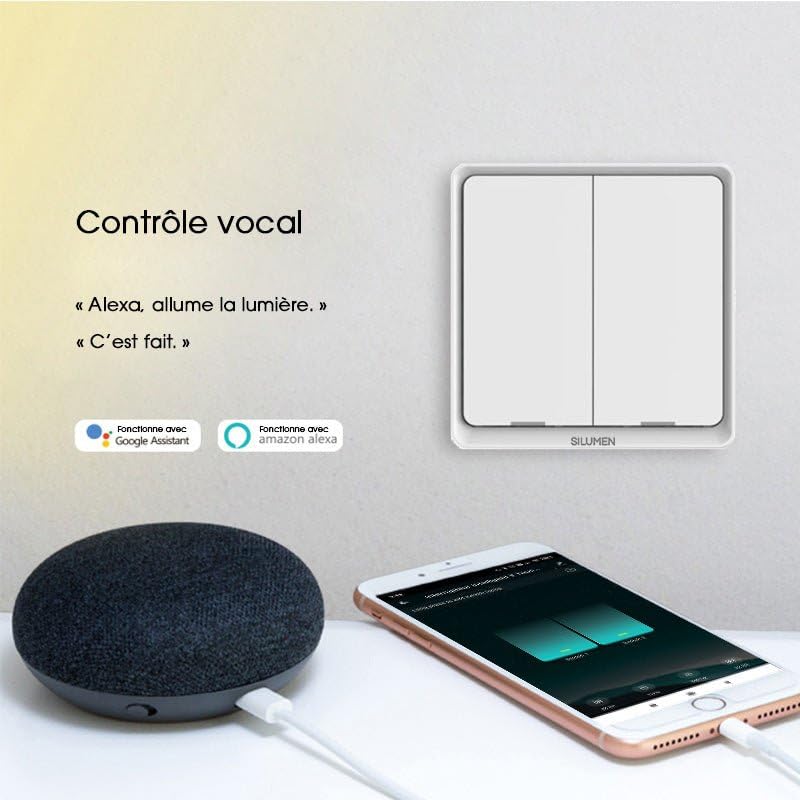 Interrupteur Connecté Wifi Poussoir Blanc - Double Poussoir
