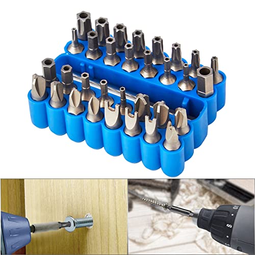 HOHXEN 33 Pièces Tête de Tournevis, Kit de Foret hexagonal à Vis de Sécurité Inviolable avec Support de Tête de Foret D'extension Magnétique, Kit de...