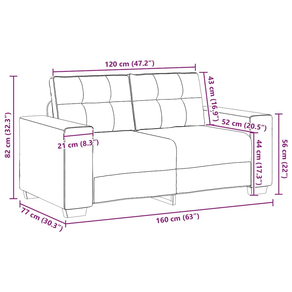Loveseat Sofá de lino de 120 cm de ancho, moderno sofá de 2 plazas para salón, dormitorio y oficina, cómodo acolchado, marco resistente, color gris