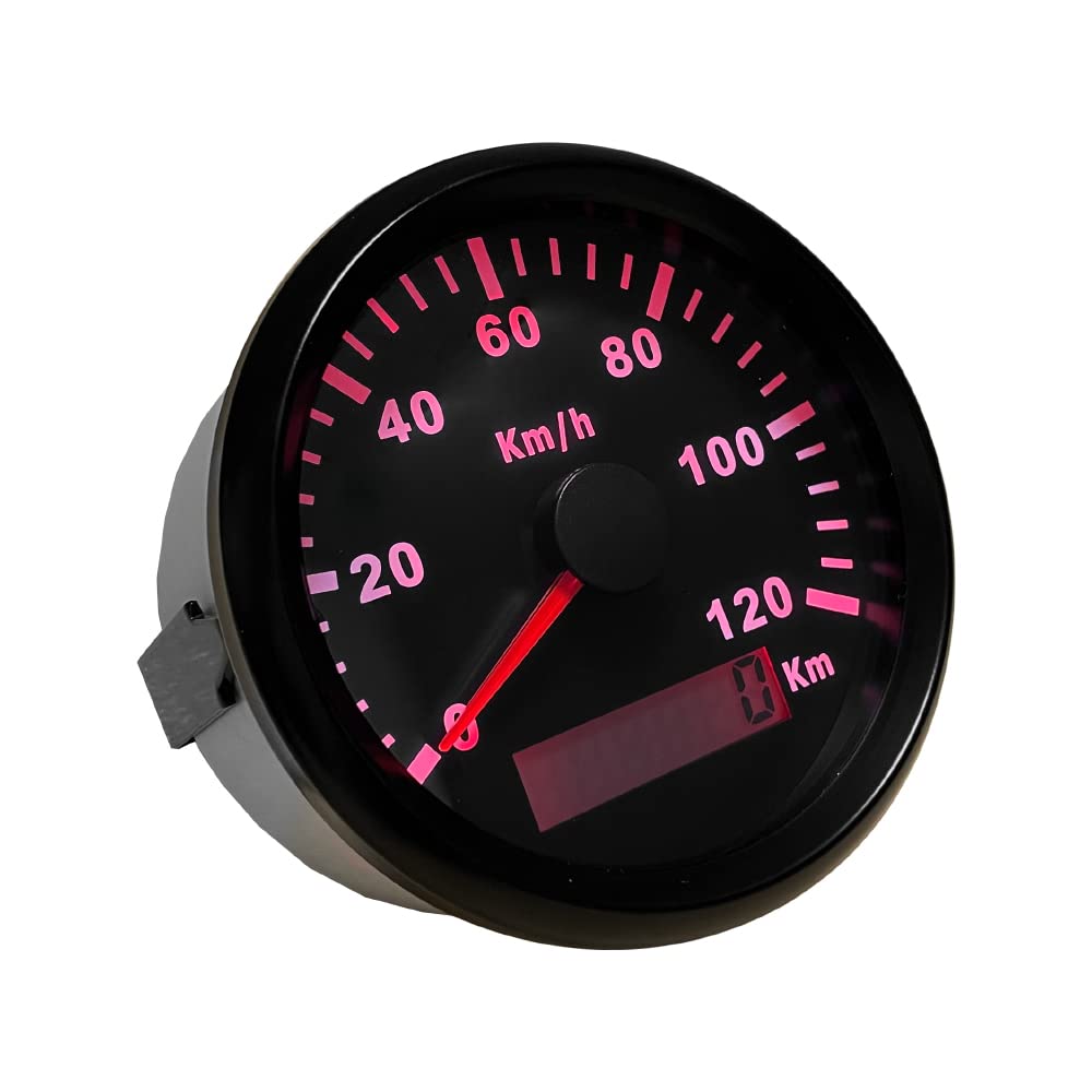 ELING Tachimetro con segnale a impulsi impermeabile da 85 mm 0-120 km/h Contachilometri Tachimetro Display Calibro 12 24 Volt per camion Furgoni Navi RV SUV