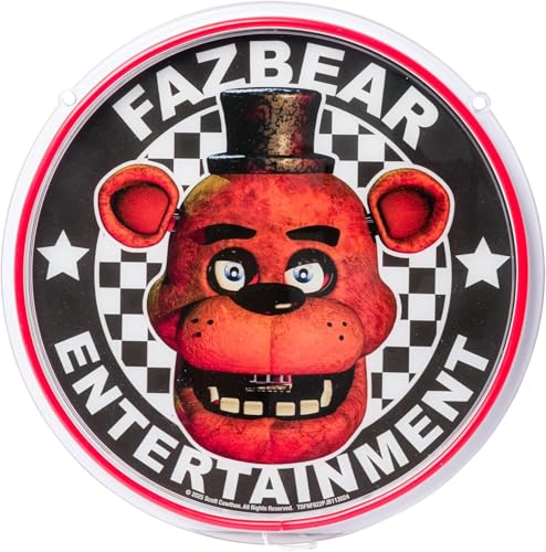 Image of Silver Buffalo Five Nights At Freddy's Boxed Small Die Cut Wall Art with LED Neon Tube Accents Featuring Fazbear Entertainment, 11.6 inch x 11.6 inch