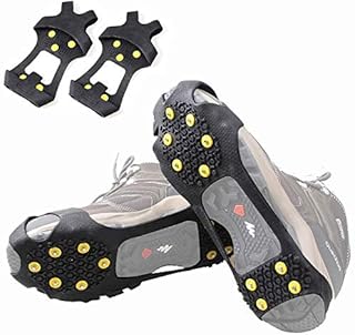 Shaddock Fishing Ice Cleats for Shoes Boots, Ice Cleats Snow Cleats Over Shoe Boots Anti Slip Traction Cleat 10 Studs Crampons Slip-on Stretch Footwear for Men Women (Medium)