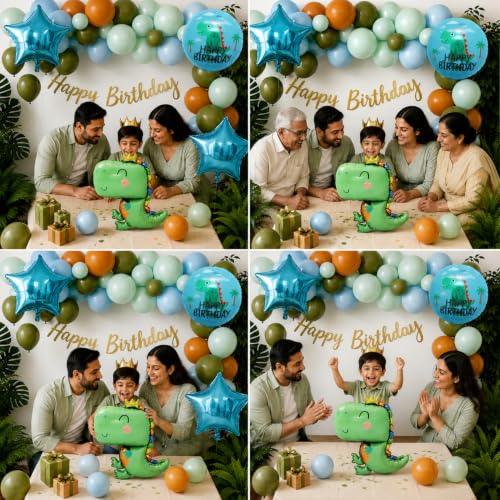 Image of Dinosaur Birthday Decoration Set, 47 Pcs Balloon Kit