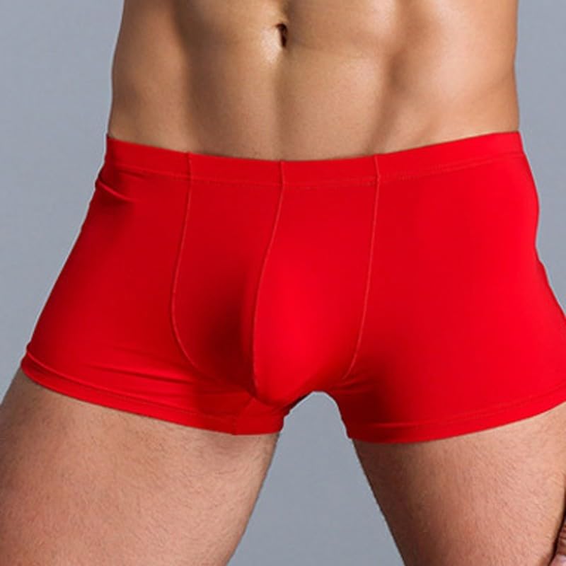 Boxer ultra fin et respirant pour homme - Style solide - Matériau léger et extensible - Taille L - Rouge