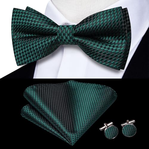 Image of Dubulle Mens Paisley Striped Bowtie Set Pre-tied Bowtie for Men and Pocket Square Set Wedding Business