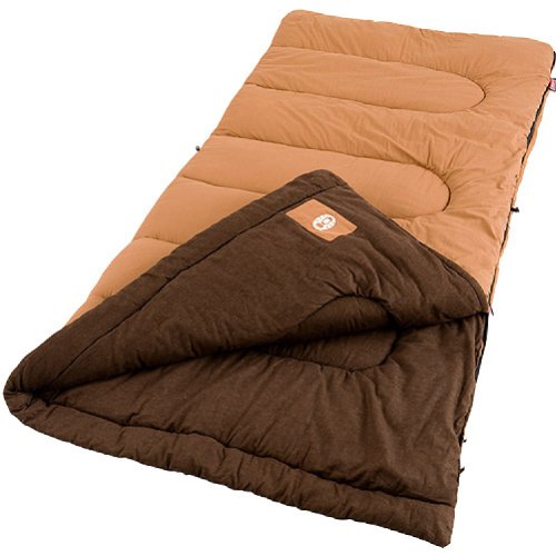 Coleman Dunnock 20°F Big ‘n Tall Sleeping Bag, Cold-Weather Sleeping Bag Fits Adults up to 6ft 4in, Machine Washable, Flannel Liner