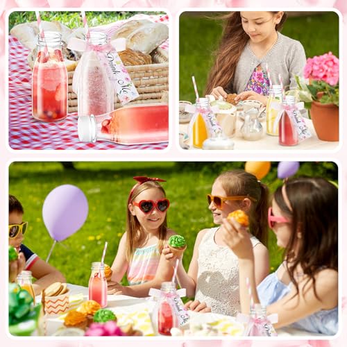 Set de 25 botellas plásticas con pajillas y tapa 250 ml miniatura 6