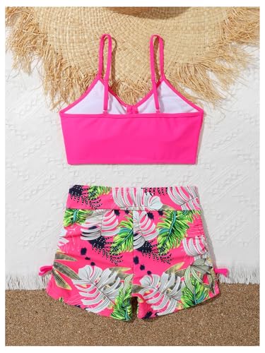 Girl's 2 Piece Tropical Ruched Bikini Set Sleeveless Wireless Vacation Bathing Suit Beachwear2