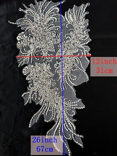 Succi Shan JS-457521-A Handmade Rhinestones Lace Bodice Applique Sewing Glass Beads Sequins Crystal Trim Patches Accessory thumb #5