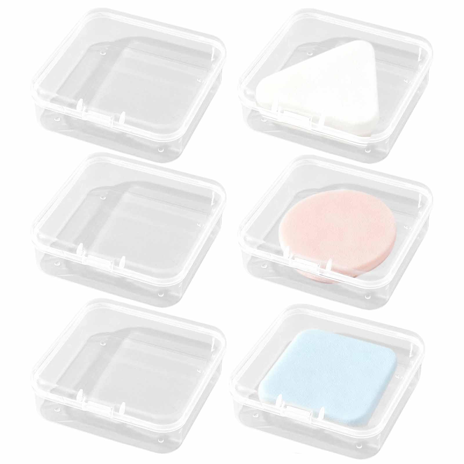 6 PCS Square Powder Puff Holders Cases Clear Makeup Sponge Protective Container Portable Beauty Blender Holder Reusable Dust-Proof Pocket Cosmetic