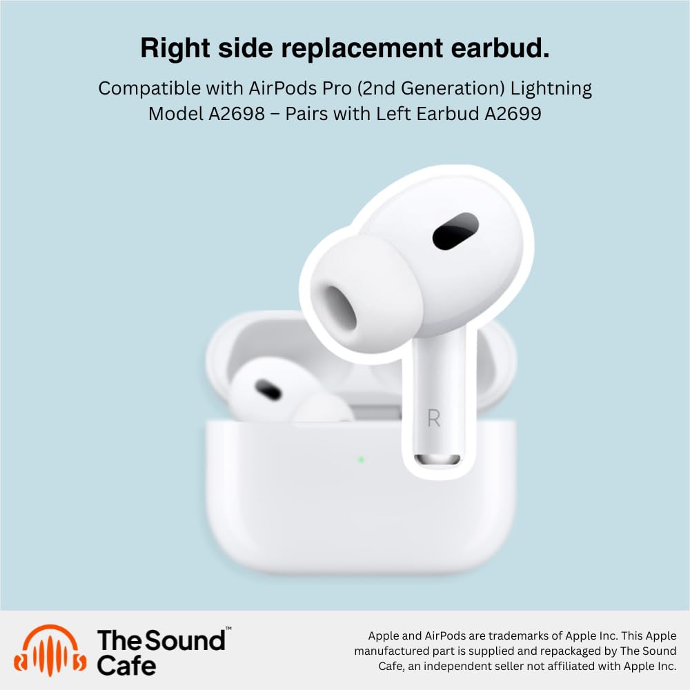 The Sound Cafe Right Earbud Replacement (Model A2698) Compatible
