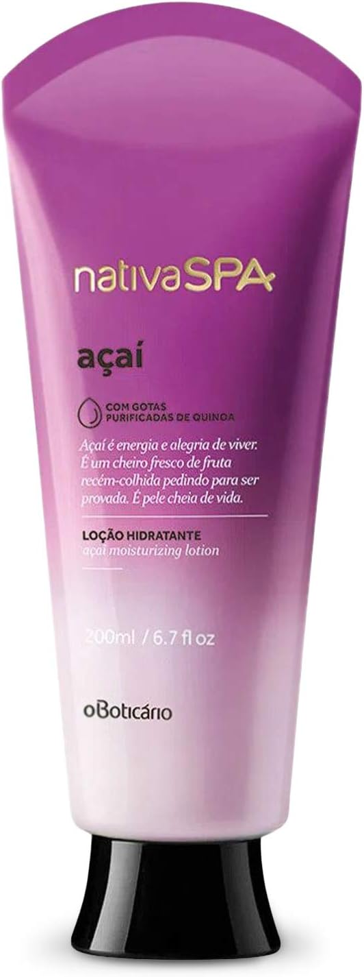 Nativa SPA by O Boticário, Açaí Moisturizing Body Lotion | Long-Lasting Hydration and Lightweight, Fragranced Moisturizer, 6.7 Ounce