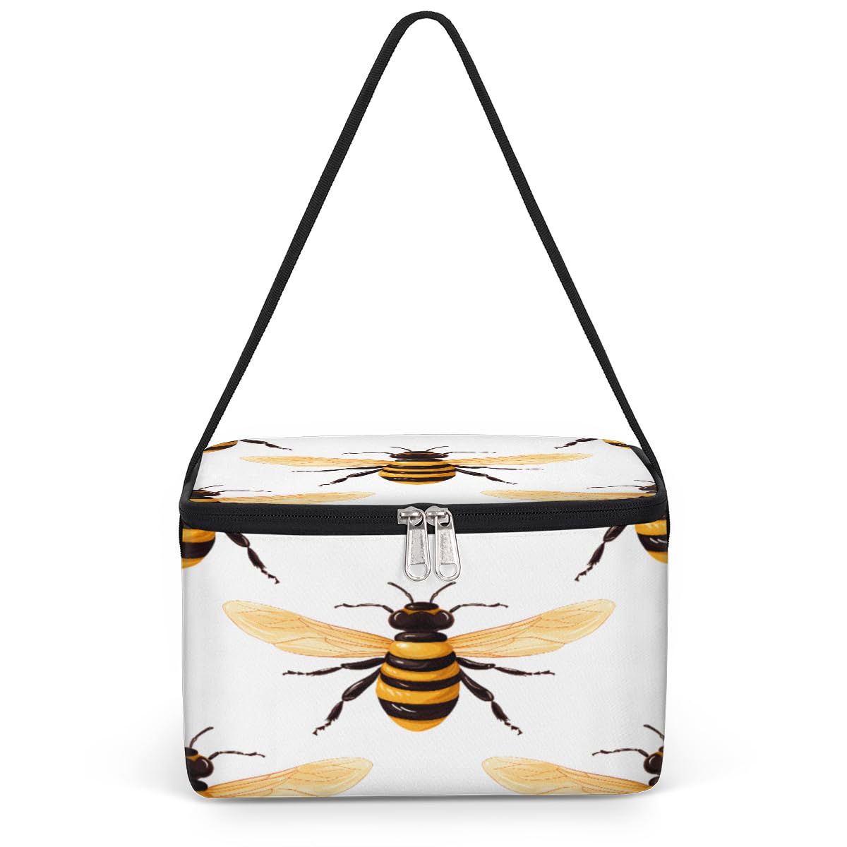 GzLeyigou Bee Print Lunch Bags for Women Men 9 Cans, Hot & Cold Food Delivery Bag Insulated Grocery Bag Insulated Lunch Box Bees Cooler Bag for Office Work Picnic Beach