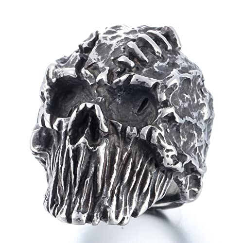 Image of Death Skull Ring for Men Stainless Steel Jewelry Biker Rings Scary Death Ring Skull for Gifts