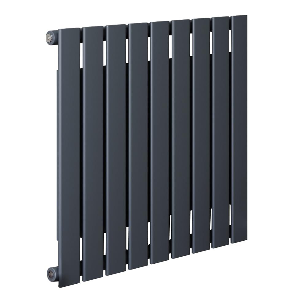 Milano Erin Anthracite Horizontal Single Flat Panel Convector Radiator - 600mm x 630mm