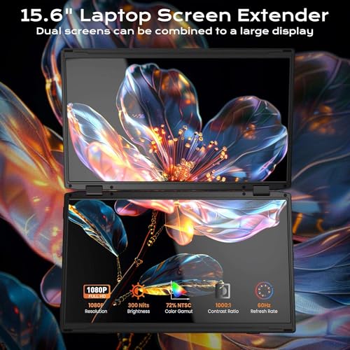 Image of TUTT 15.6 inch Portable Monitor Dual Screen Extender, Plug and Play, VESA Mount, M4