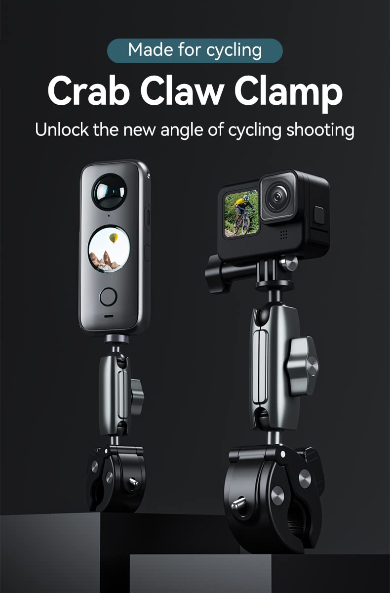 TELESIN Universal Handlebar Tube Clamp Mount for Sport Cameras (Aluminium), Technical plastic design - Image 2