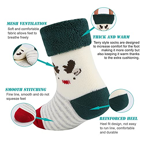 Baby Christmas socks 4 Pack 3-6 -12-18-24 months for boy girl babies Infant cotton fuzzy sock Gifts2