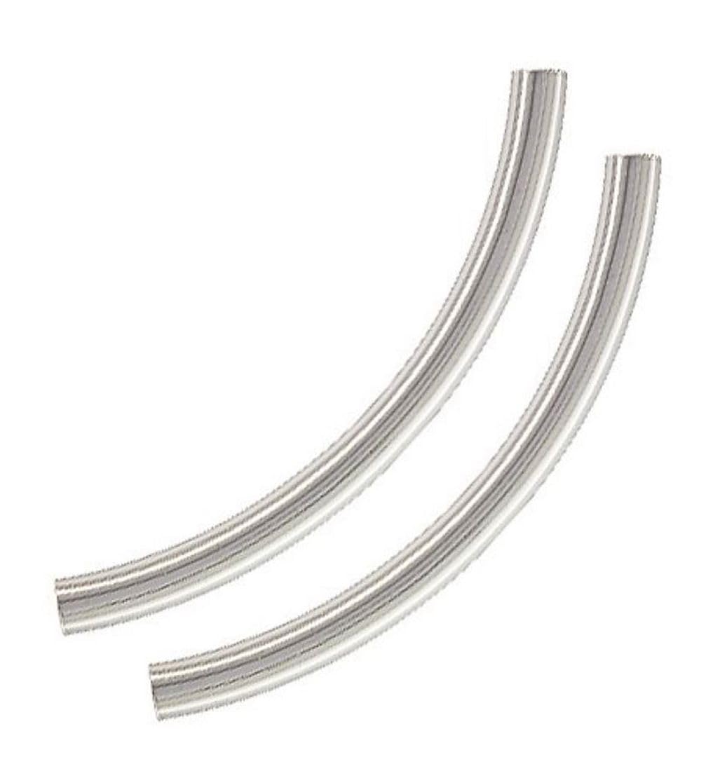 100pcs Curved Noodle Tube Loose Beads 35mm Long Spacer Connector Sterling Silver Plated Brass for DIY Craft Jewelry Making CF201-35