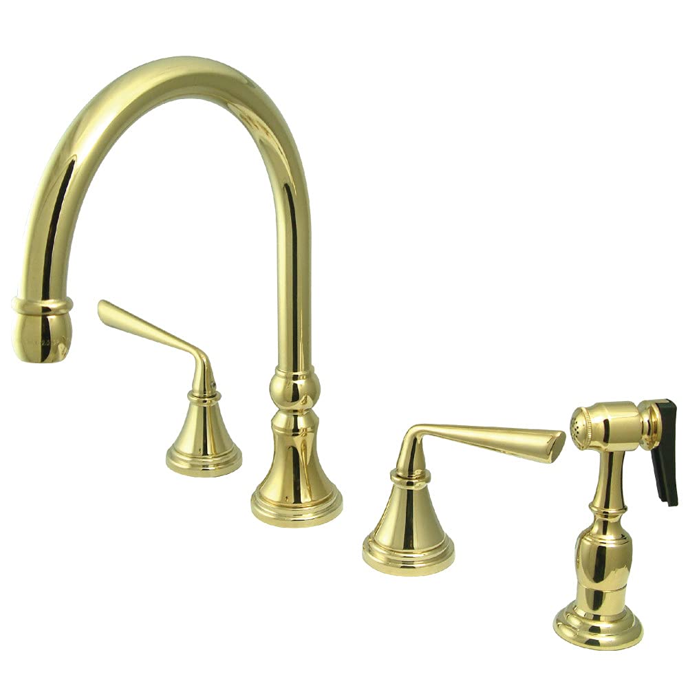 Kingston Brass KS2792ZLBS Widespread Kitchen Faucet in Polished Brass