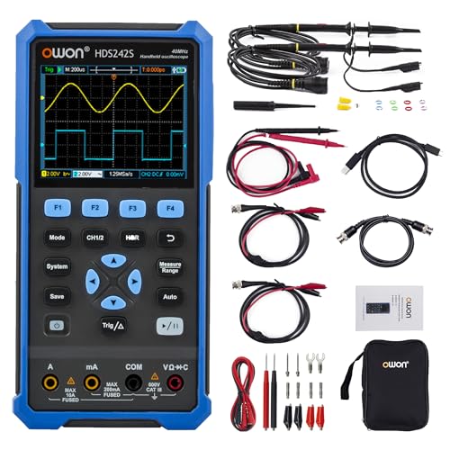 HDS242S OWON Oszilloskop mit zwei Kanälen und 1CH Signalquelle 40MHz Bandbreite Tragbares 3 in 1 Oszilloskop mit mehreren Funktionen + Multimeter + Signalquelle