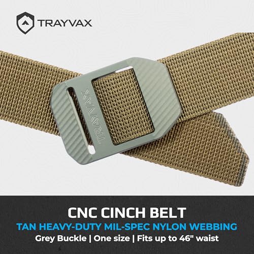 Image of Trayvax Tactical Belt, Nylon Web Cinch Belt for Men and Women, Outdoor Hiking and Military Accessories, CNC Machined